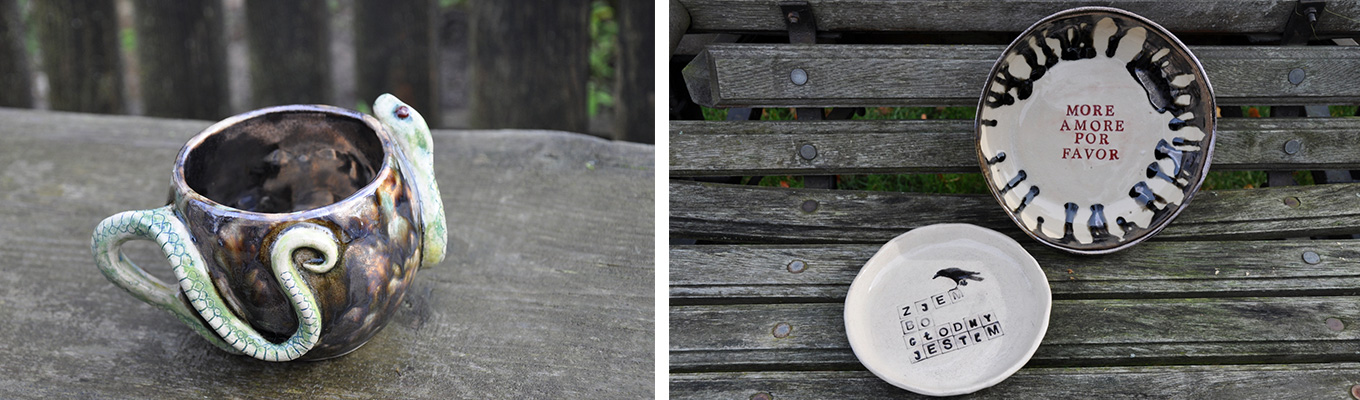 naczynia ceramiczne wykonane na warsztatach w zagrodzie jamneńskiej