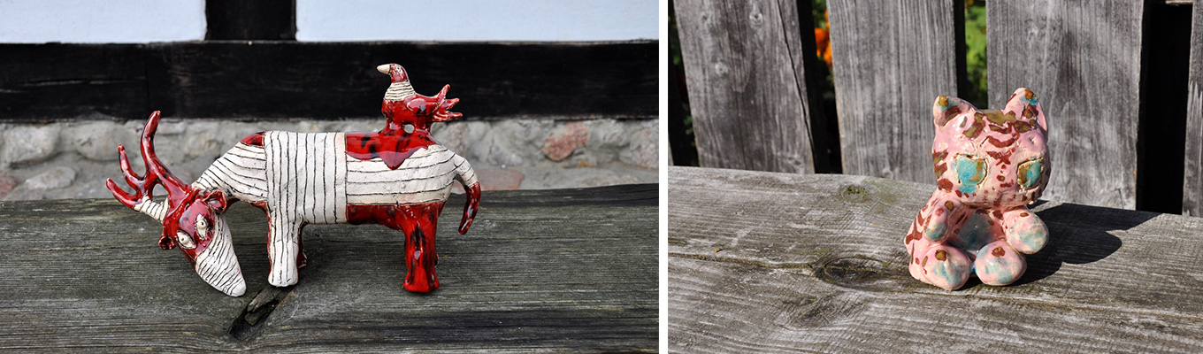 ceramiczne figurki wykonane na warsztatach w zagrodzie jamneńskiej
